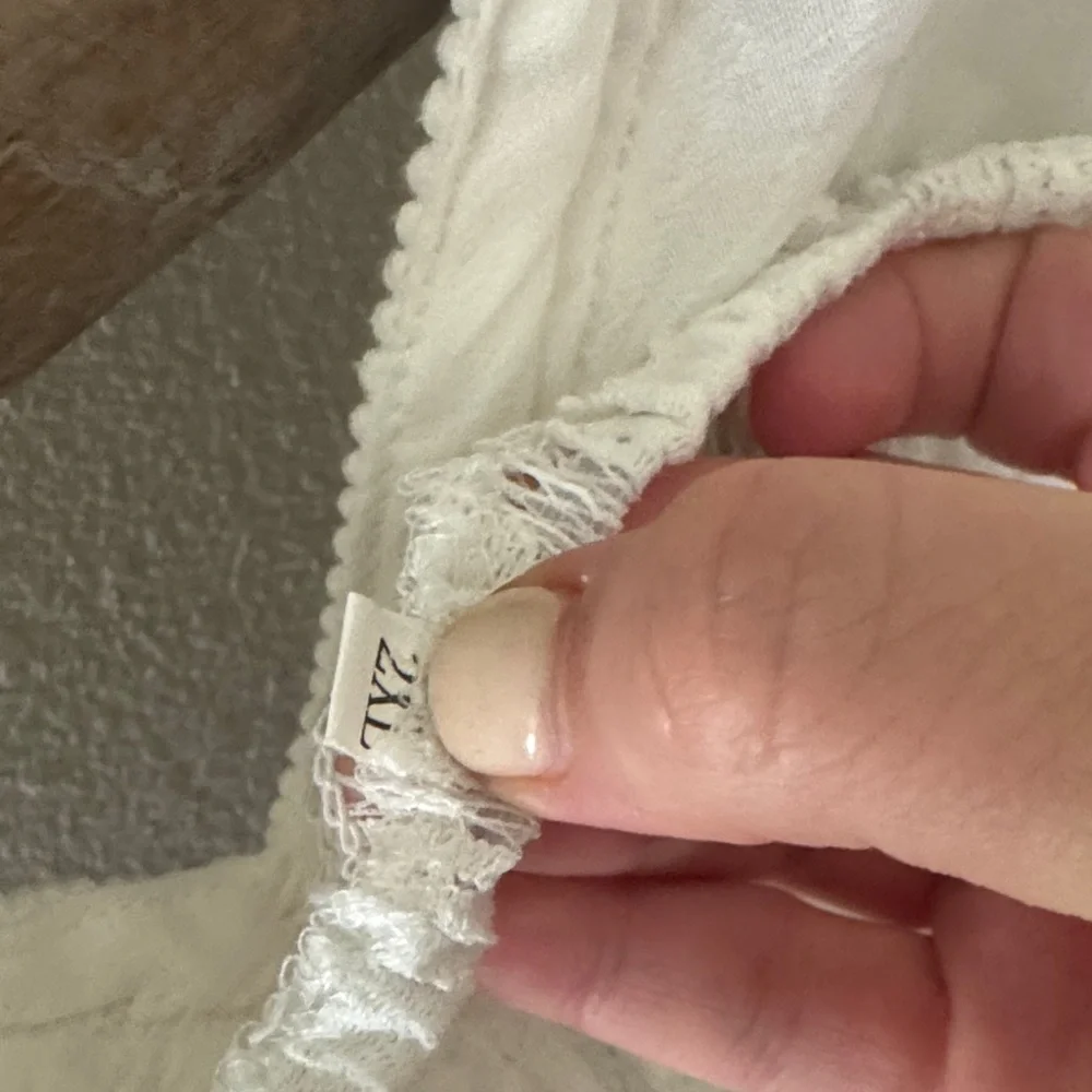 White Lace Dress with Braid and Pom Detail - Picture 4 of 6